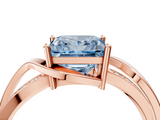 Rose gold Fancy Blue Princess  Solitaire Twisted Band with Prong Setting_7