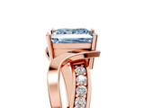 Rose gold Fancy Blue Princess  Solitaire Twisted Band with Prong Setting_8