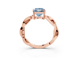 Rose gold Fancy Blue Princess  Solitaire Twisted Pave Diamond Ring with Four-Prong Setting_106