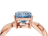 Rose gold Fancy Blue Princess  Solitaire Twisted Pave Diamond Ring with Four-Prong Setting_107