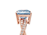 Rose gold Fancy Blue Princess  Solitaire Twisted Pave Diamond Ring with Four-Prong Setting_108