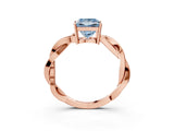 Rose gold Fancy Blue Princess  Solitaire Twisted Pave Diamond Ring with Four-Prong Setting_16