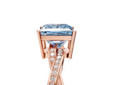 Rose gold Fancy Blue Princess  Solitaire Twisted Pave Diamond Ring with Four-Prong Setting_17