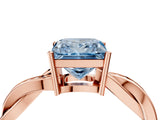 Rose gold Fancy Blue Princess  Solitaire Twisted Pave Diamond Ring with Four-Prong Setting_17