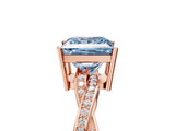 Rose gold Fancy Blue Princess  Solitaire Twisted Pave Diamond Ring with Four-Prong Setting_17