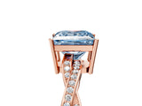 Rose gold Fancy Blue Princess  Solitaire Twisted Pave Diamond Ring with Four-Prong Setting_18