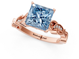 Rose gold Fancy Blue Princess  Solitaire Vine Band with Milgrain Prong Setting_4