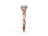 Rose gold Fancy Blue Princess  Solitaire Vine Band with Milgrain Prong Setting_5