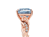 Rose gold Fancy Blue Princess  Solitaire Vine Band with Milgrain Prong Setting_8