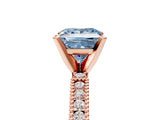 Rose gold Fancy Blue Princess  Solitaire with Pavé Band and Four-Prong Setting_336