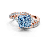 Rose gold Fancy Blue Princess  Solitaire with Pavé Twist Band and Four-Prong Setting_57
