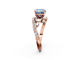 Rose gold Fancy Blue Princess  Solitaire with Pavé Twist Band and Four-Prong Setting_59