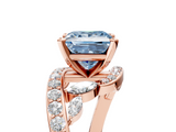 Rose gold Fancy Blue Princess  Solitaire with Pavé Twist Band and Four-Prong Setting_62