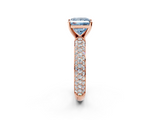 Rose gold Fancy Blue Princess  Solitaire with Pave Band and Four-Prong Setting_5