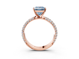Rose gold Fancy Blue Princess  Solitaire with Pave Band and Four-Prong Setting_6