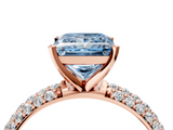Rose gold Fancy Blue Princess  Solitaire with Pave Band and Four-Prong Setting_7