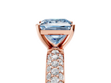 Rose gold Fancy Blue Princess  Solitaire with Pave Band and Four-Prong Setting_8