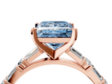 Rose gold Fancy Blue Princess  Solitaire with Side Baguettes and Channel Set Band_49