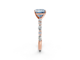 Rose gold Fancy Blue Princess  Solitaire with Side Stones on a Pavé Band and Four-Prong Setting_25