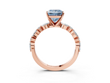 Rose gold Fancy Blue Princess  Solitaire with Side Stones on a Pavé Band and Four-Prong Setting_26