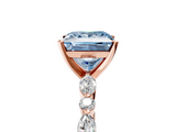 Rose gold Fancy Blue Princess  Solitaire with Side Stones on a Pavé Band and Four-Prong Setting_28