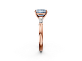 Rose gold Fancy Blue Princess  Solitaire with Tapered Baguette Side Stones on a Classic Band with Four-Prong Setting_58