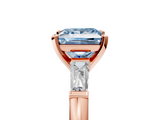 Rose gold Fancy Blue Princess  Solitaire with Tapered Baguette Side Stones on a Classic Band with Four-Prong Setting_61