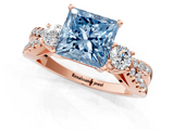 Rose gold Fancy Blue Princess  Three-Stone Diamond Ring with Pavé Split Shank and Four-Prong Setting_63