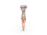 Rose gold Fancy Blue Princess  Three-Stone Diamond Ring with Pavé Split Shank and Four-Prong Setting_64