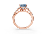 Rose gold Fancy Blue Princess  Three-Stone Diamond Ring with Pavé Split Shank and Four-Prong Setting_65