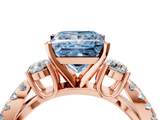 Rose gold Fancy Blue Princess  Three-Stone Diamond Ring with Pavé Split Shank and Four-Prong Setting_66