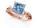 Rose gold Fancy Blue Princess cut Solitaire Twisted Band Prong Setting Ring_189