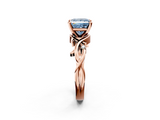 Rose gold Fancy Blue Princess cut Solitaire Twisted Band Prong Setting Ring_190