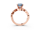 Rose gold Fancy Blue Princess cut Solitaire Twisted Band Prong Setting Ring_191