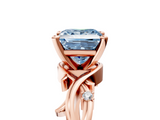 Rose gold Fancy Blue Princess cut Solitaire Twisted Band Prong Setting Ring_193
