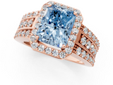 Rose gold Fancy Blue Radiant -Cut Halo Diamond Ring with Split Shank and Four-Prong Setting_72