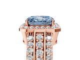 Rose gold Fancy Blue Radiant -Cut Halo Diamond Ring with Split Shank and Four-Prong Setting_76