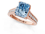 Rose gold Fancy Blue Radiant  Brilliant Cut Diamond Engagement Ring with Pavé Band and Four-Prong Setting_50