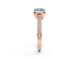 Rose gold Fancy Blue Radiant  Brilliant Cut Diamond Engagement Ring with Pavé Band and Four-Prong Setting_51