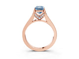 Rose gold Fancy Blue Radiant  Brilliant Cut Diamond Engagement Ring with Pavé Band and Four-Prong Setting_52