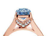 Rose gold Fancy Blue Radiant  Brilliant Cut Diamond Engagement Ring with Pavé Band and Four-Prong Setting_53