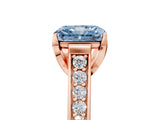 Rose gold Fancy Blue Radiant  Brilliant Cut Diamond Engagement Ring with Pavé Band and Four-Prong Setting_54