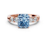 Rose gold Fancy Blue Radiant  Brilliant Cut Diamond Five-Stone Prong Set Engagement Ring with Channel Band_3