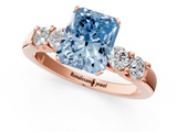 Rose gold Fancy Blue Radiant  Brilliant Cut Diamond Five-Stone Prong Set Engagement Ring with Channel Band_4