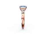 Rose gold Fancy Blue Radiant  Brilliant Cut Diamond Five-Stone Prong Set Engagement Ring with Channel Band_5