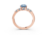 Rose gold Fancy Blue Radiant  Brilliant Cut Diamond Five-Stone Prong Set Engagement Ring with Channel Band_6