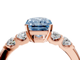 Rose gold Fancy Blue Radiant  Brilliant Cut Diamond Five-Stone Prong Set Engagement Ring with Channel Band_7