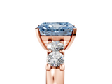 Rose gold Fancy Blue Radiant  Brilliant Cut Diamond Five-Stone Prong Set Engagement Ring with Channel Band_8