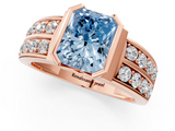 Rose gold Fancy Blue Radiant  Brilliant Diamond Channel Set Wide Band Ring with Bezel Setting_21