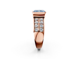 Rose gold Fancy Blue Radiant  Brilliant Diamond Channel Set Wide Band Ring with Bezel Setting_22